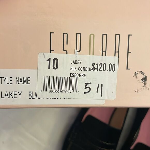 ESPORRE BLACK VELVETY CORDUROY FLATS.   NEW IN BOX - Picture 7 of 7